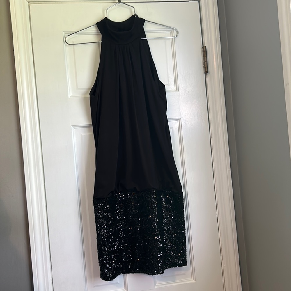 Frederick's of Hollywood Halter Black Cocktail Dress with Sequence Detail Size S